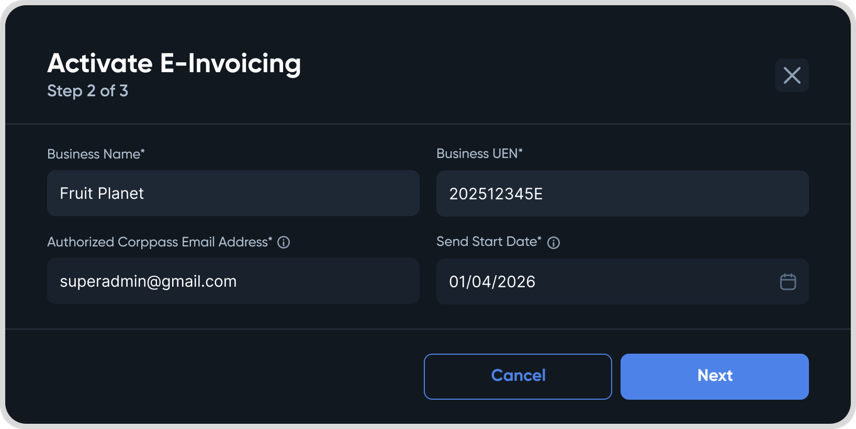 Step 1 Submit Details Screenshot